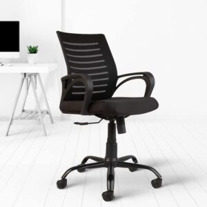 Trendeer Mesh Mid-Back Ergonomic Office Chair/Study Chair/Revolving Chair/Computer Chair for Work from Home Metal Base Height Adjustable Chair